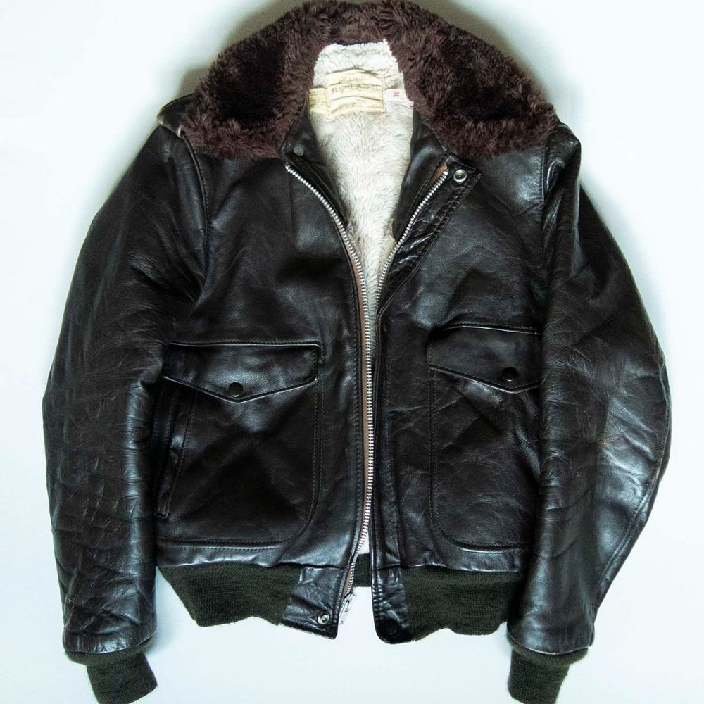 Schott NYC I-S 674 M-S Flight Leather Jacket Dark Brown Size 38